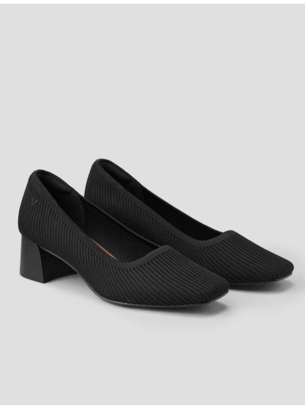 VIVAIA Melody 2.0 Square Toe Knit Block Heel Pumps Black Size 8.5